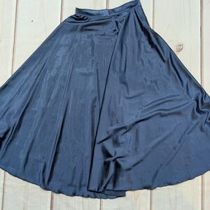 Royal Blue Satin Midi Skirt
